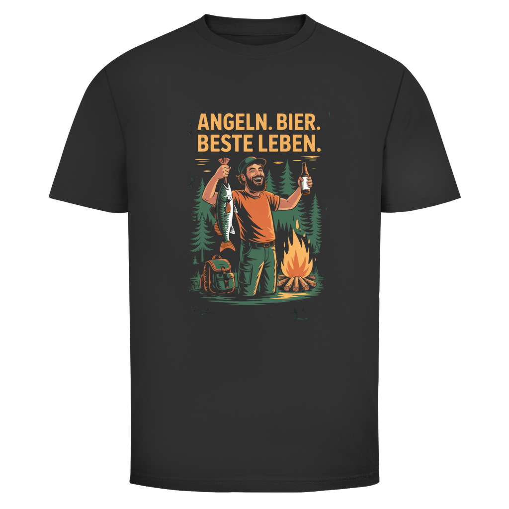 Angler T-Shirt – Angeln. Bier. Beste Leben. – Lustiges Camping & Outdoor Shirt für Männer