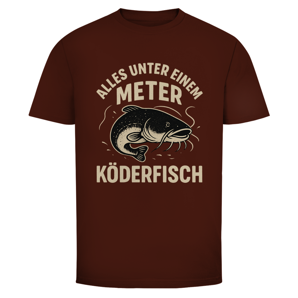 Angler T-Shirt – „Alles unter einem Meter ist Köderfisch“ – Waller Fishing Fun Shirt