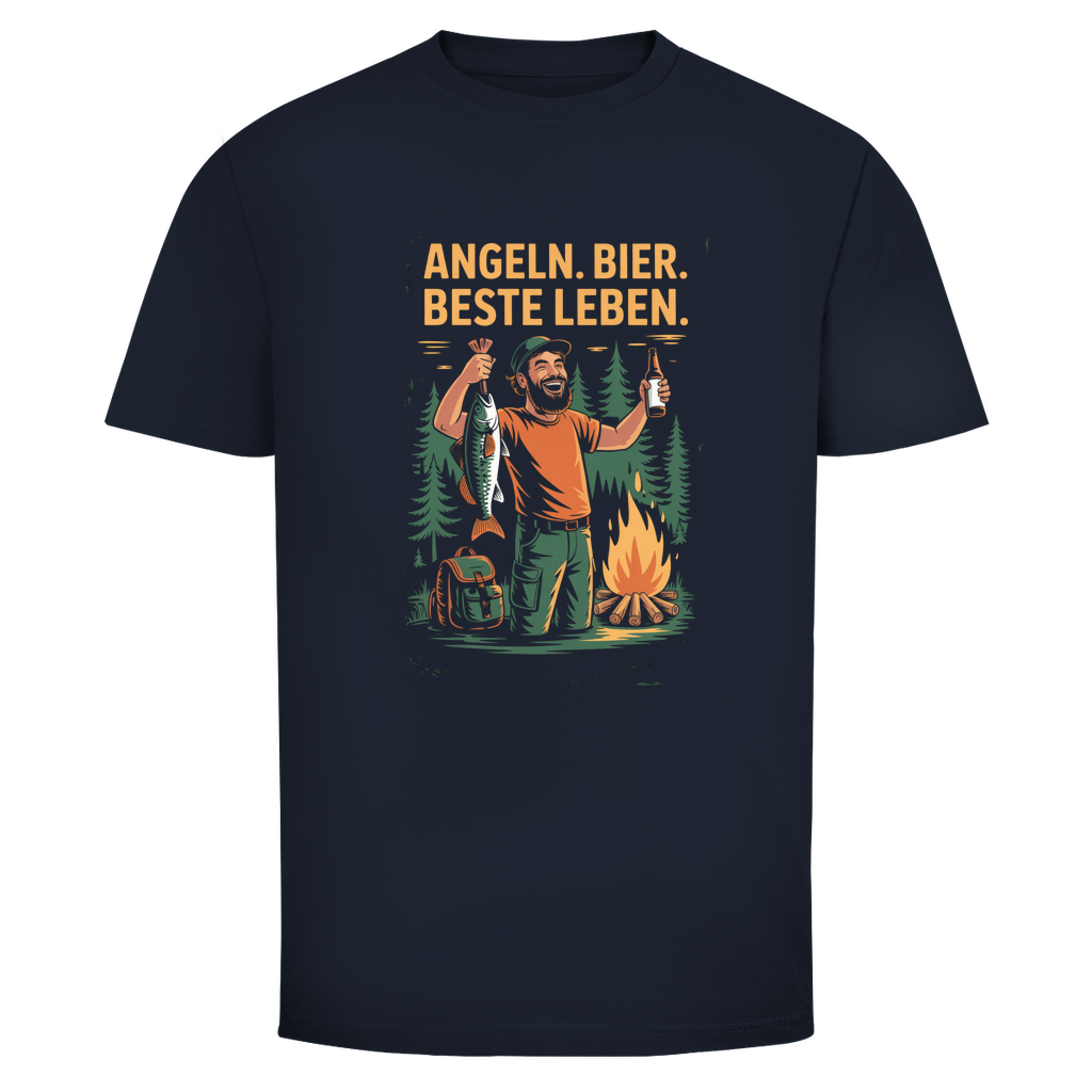 Angler T-Shirt – Angeln. Bier. Beste Leben. – Lustiges Camping & Outdoor Shirt für Männer