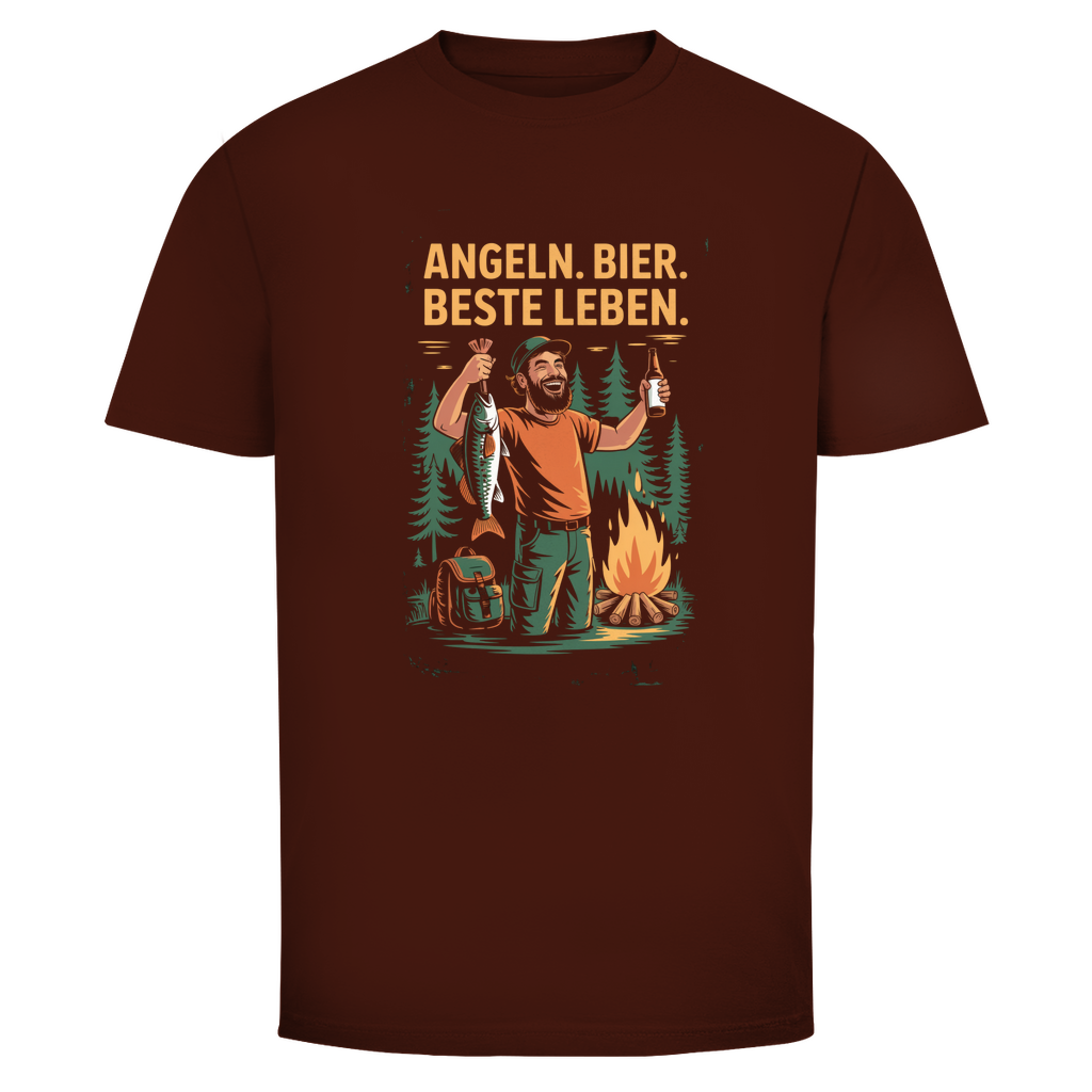 Angler T-Shirt – Angeln. Bier. Beste Leben. – Lustiges Camping & Outdoor Shirt für Männer
