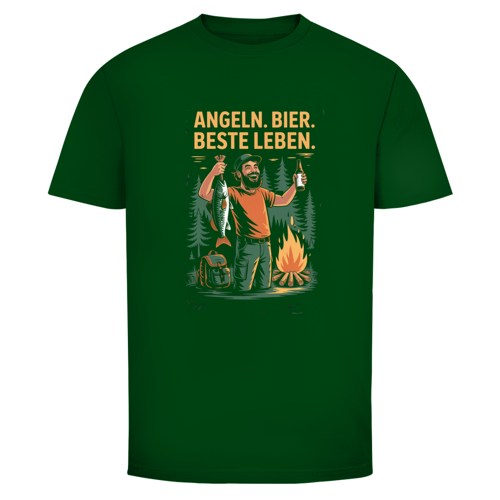 Angler T-Shirt – Angeln. Bier. Beste Leben. – Lustiges Camping & Outdoor Shirt für Männer
