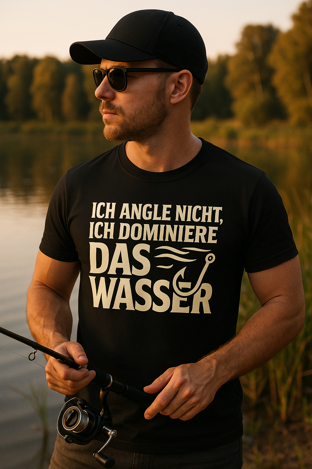 Angelshirt „Ich angle nicht, ich dominiere das Wasser“ – Fun T-Shirt für Angler & Wild Boys | Geschenk für Fischer