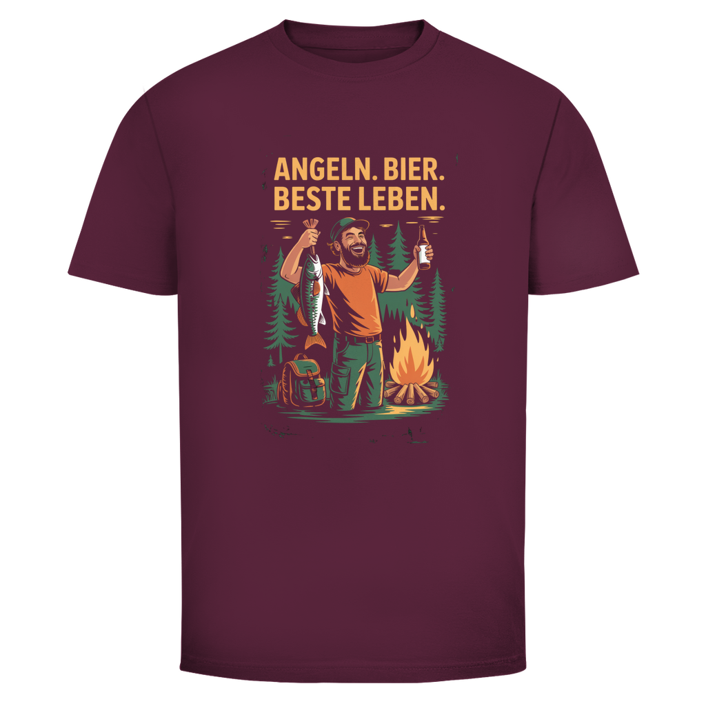 Angler T-Shirt – Angeln. Bier. Beste Leben. – Lustiges Camping & Outdoor Shirt für Männer