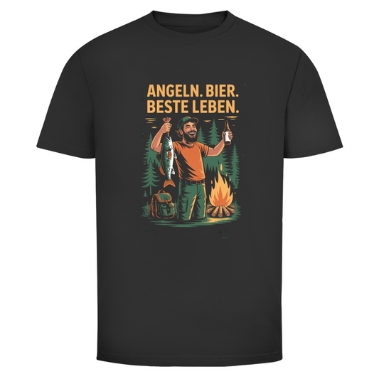 Angler T-Shirt – Angeln. Bier. Beste Leben. – Lustiges Camping & Outdoor Shirt für Männer