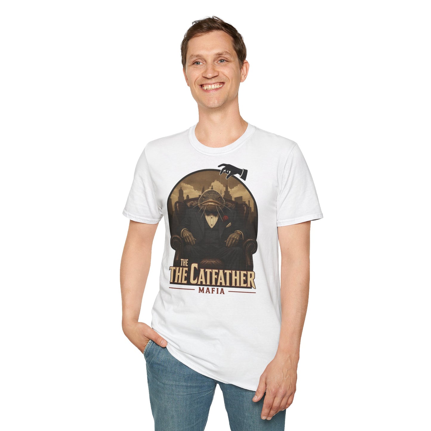 Mafia Fisherman T-Shirt, Men Women Unisex Tee, Angel Tees, Wels Fish Design Shirt, Fishing Gift