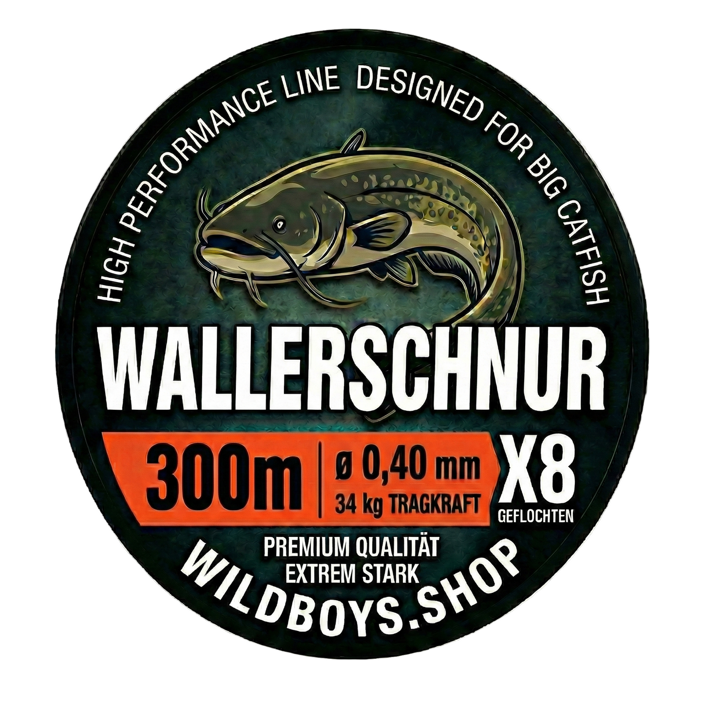 Wallerschnur Vertikal 0,40mm | 34kg Geflecht für Wels | X8 Orange