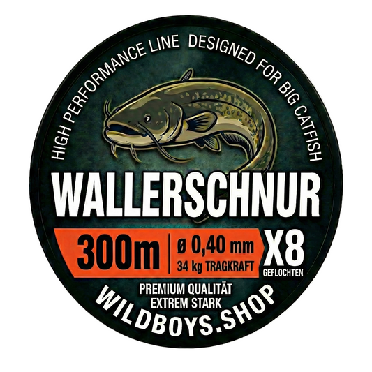 Wallerschnur Vertikal 0,40mm | 34kg Geflecht für Wels | X8 Orange
