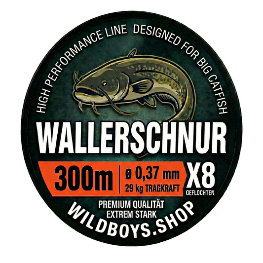 Wallerschnur Orange 0,37mm | X8 Geflecht zum Spinnfischen | 29kg