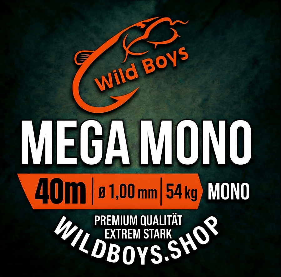 Wild Boys "Mega Mono" Hard Mono Vorfach – 1,0 mm & 1,2 mm | 40m Spule