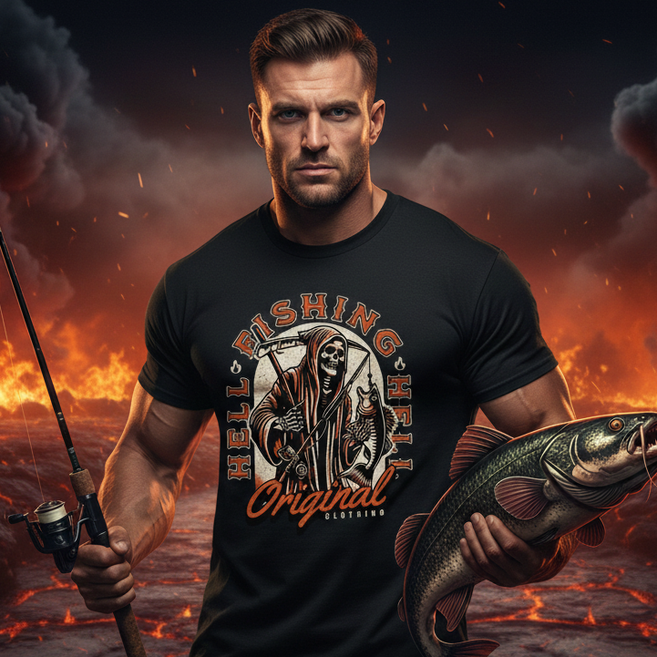 Hell Fishing Original – Premium Angel T-Shirt für echte Fischer