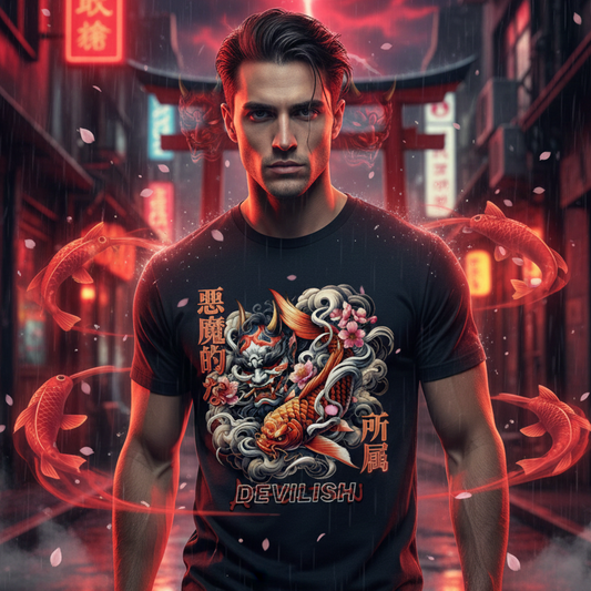 DEVILISH   Japan Dragon × Koi Streetstyle T-Shirt
